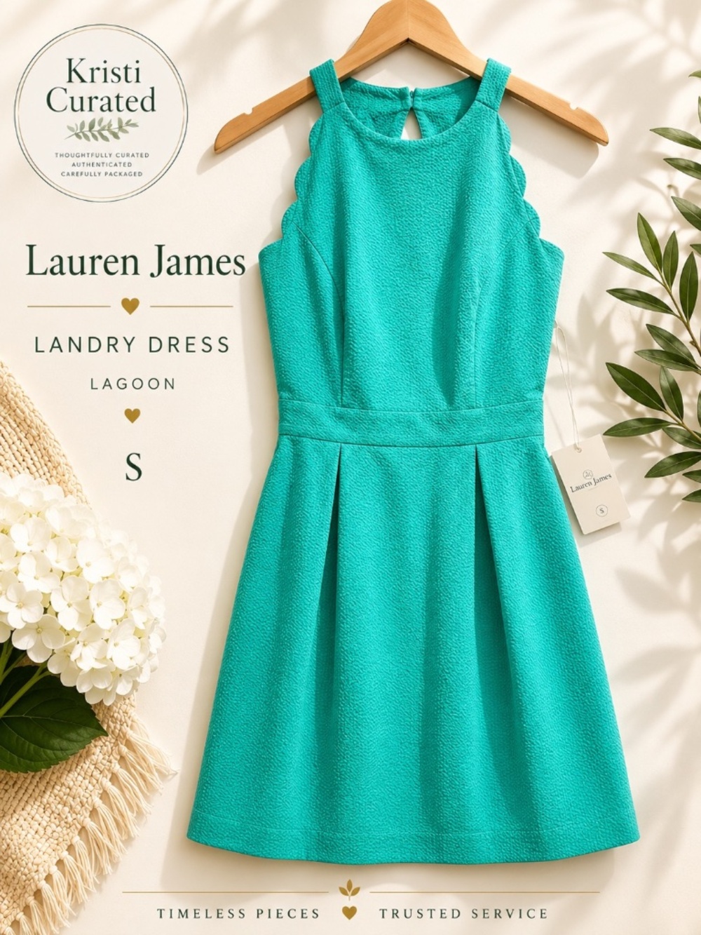 Lauren James Landry Seersucker Dress Lagoon Small NWT